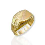 Мъжки златен пръстен с класическа плочка гравирана 14K RG12664