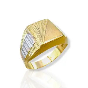 Мъжки златен пръстен с релефна халка и фина гравировка 14K RG12667