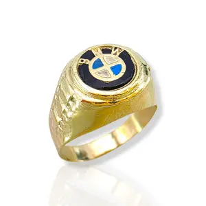 Мъжки златен пръстен с BMW емайл 14K RG12833