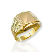 Мъжки златен пръстен с релефна рамка и мат-гланц акцент 14K RG12668