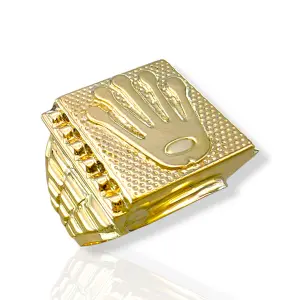 Мъжки златен пръстен с релефна корона тип Ролекс 14K RG12984