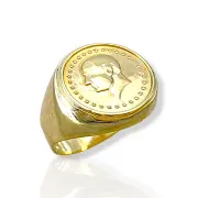 Олекотен мъжки златен пръстен с релефен образ Ататюрк 14K RG12930