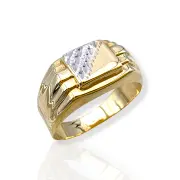 Мъжки златен пръстен с правоъгълна гравирана плочка 14K RG12187