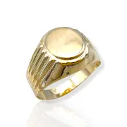 Мъжки златен пръстен с овална полирана плочка 14K RG12188