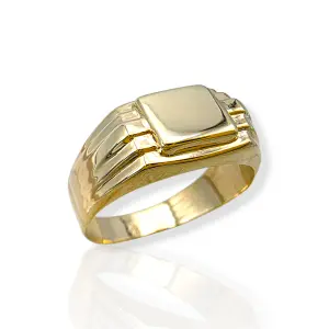 Мъжки златен пръстен с гладка правоъгълна форма 14K RG12189