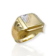 Мъжки златен пръстен с геометрично гравирана плочка 14K RG12190
