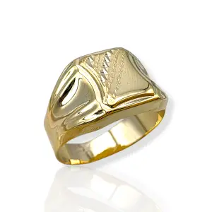 Мъжки златен пръстен с текстурирана правоъгълна плочка 14K RG12192