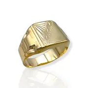Мъжки златен пръстен с правоъгълна гравирана плочка 14K RG12197