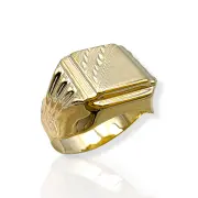 Мъжки златен пръстен с комбинирана релефна плочка 14K RG12200