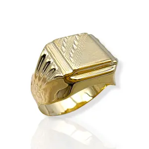 Мъжки златен пръстен с комбинирана релефна плочка 14K RG12200