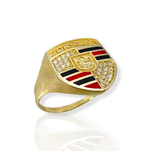 Масивен мъжки златен пръстен Порше 14K RG12086