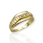 Мъжки златен пръстен с три циркония 14K RG12202