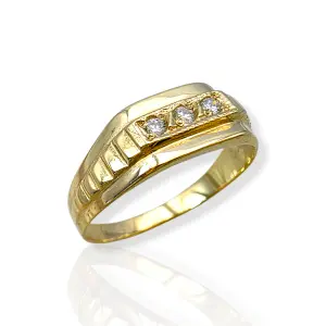 Мъжки златен пръстен с три циркония 14K RG12202