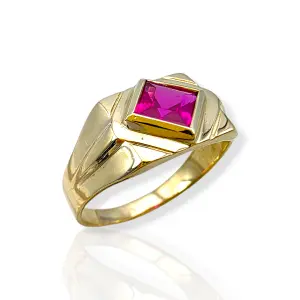 Мъжки златен пръстен с квадратен рубин 14K RG12205