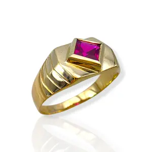 Мъжки златен пръстен с фасетиран рубин 14K RG12206
