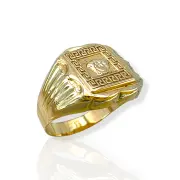 Мъжки златен пръстен с правоъгълна релефна плочка 14K RG12239