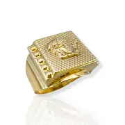Мъжки златен пръстен с квадратна текстурирана плочка 14K RG12240