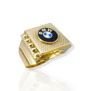 Мъжки златен пръстен с квадратна емблемна плочка BMW 14K RG12241