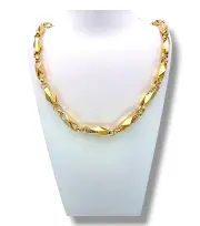 Златен мъжки синджир с обемни ромбовидни звена 14K RG11394