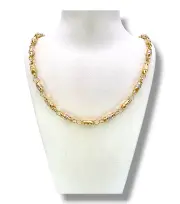 Мъжки златен синджир с цилиндрични звена в два цвята 14K RG12437