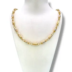 Мъжки златен синджир с цилиндрични звена в два цвята 14K RG12437