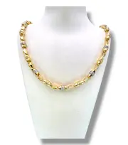 Мъжки златен синджир с фасетирани звена в бяло и жълто 14K RG12440