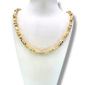 Мъжки златен синджир с фасетирани звена в бяло и жълто 14K RG12440