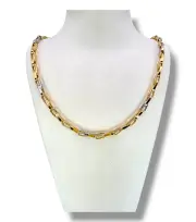 Мъжки златен синджир с комбинирани полирани звена 14K RG12137