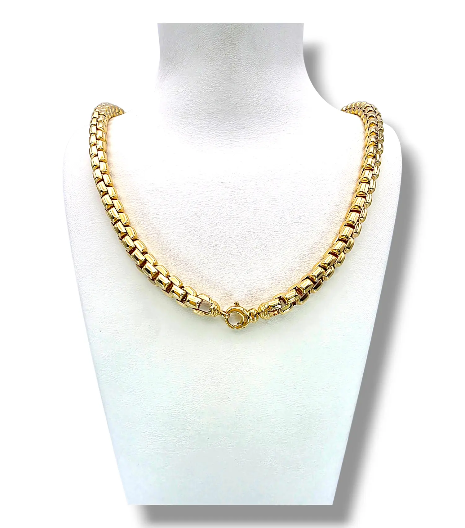 Масивен мъжки златен синджир с класическа квадратна плетка 14K RG11895