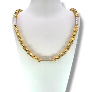 Мъжки златен синджир с геометрични комбинирани елементи 14K RG12139