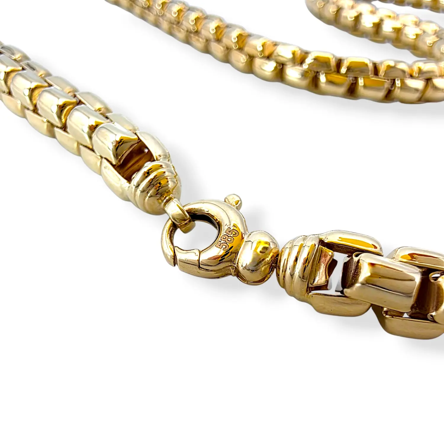 Масивен мъжки златен синджир с класическа квадратна плетка 14K RG11895
