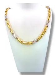Мъжки златен синджир с жълти и бели елементи 14K RG11389