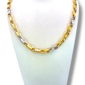 Мъжки златен синджир с жълти и бели елементи 14K RG11389