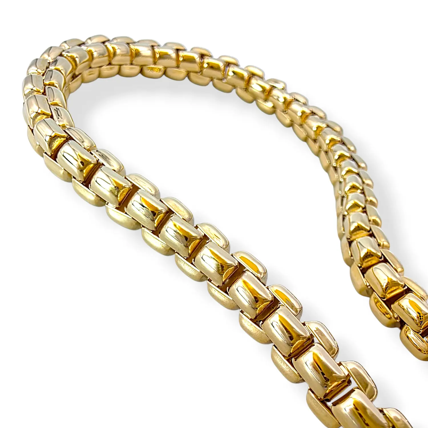 Масивен мъжки златен синджир с класическа квадратна плетка 14K RG11895