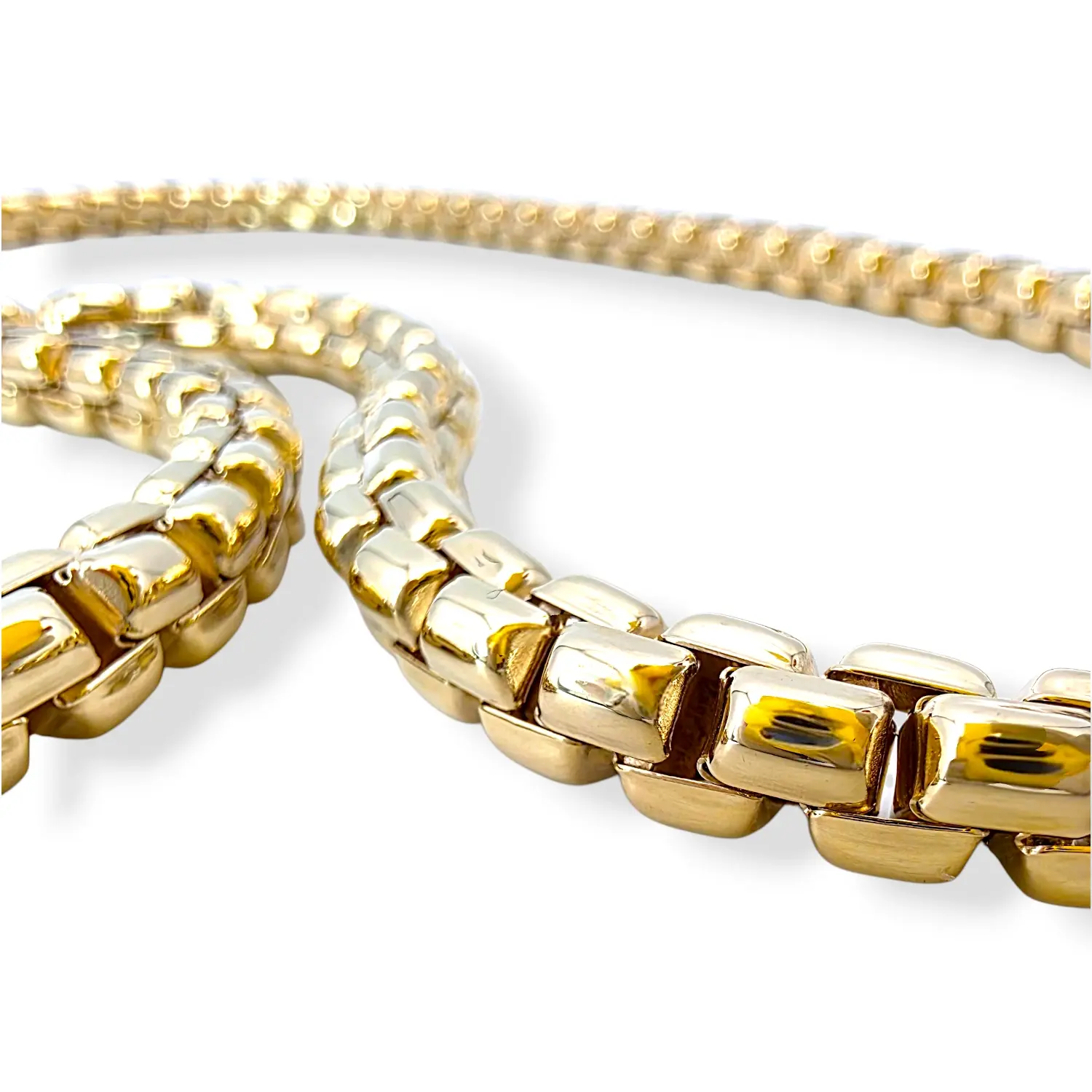 Масивен мъжки златен синджир с класическа квадратна плетка 14K RG11895