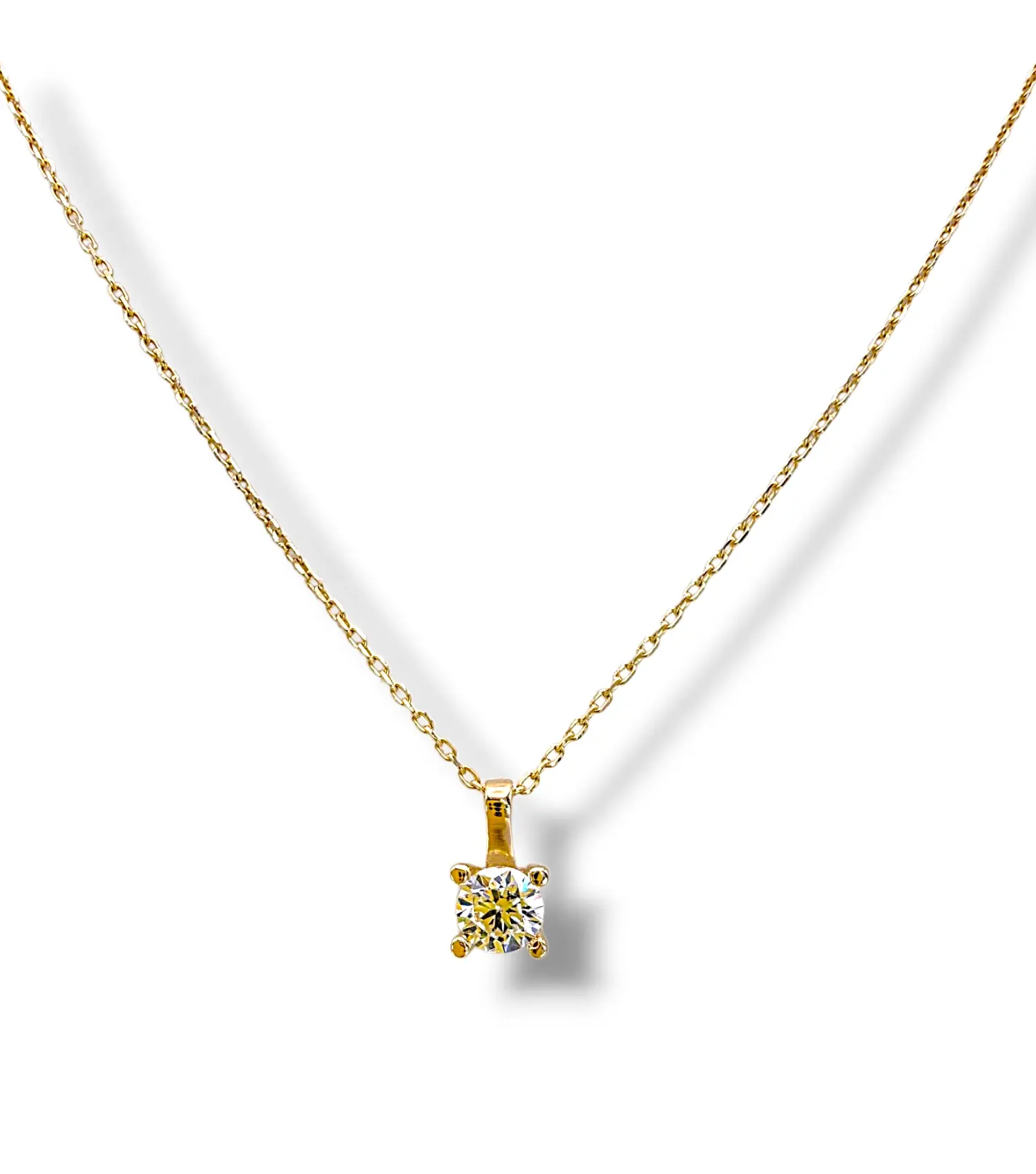 Тънко златно колие с висящ кръгъл циркон 14K RG12005