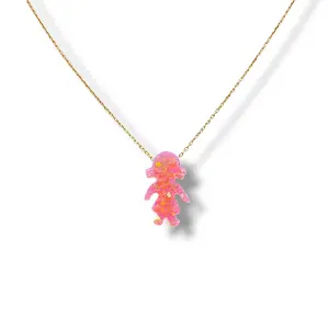 Нежно златно колие с розов опал момиче 14K RG13170
