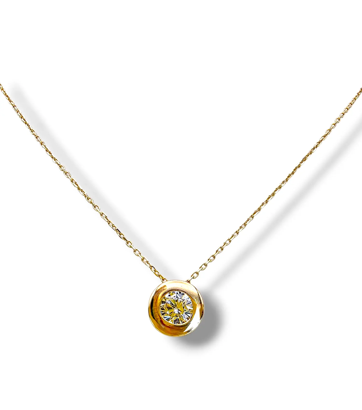 Тънко златно колие с объл обков и камък 14K RG12007