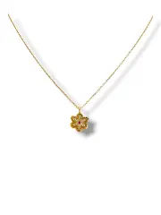 Дамско златно колие с цвете и бляскави камъни 14K RG13172