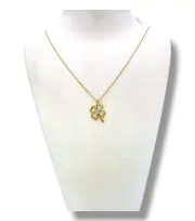 Тънко златно колие с детелина и централен камък 14K RG12010
