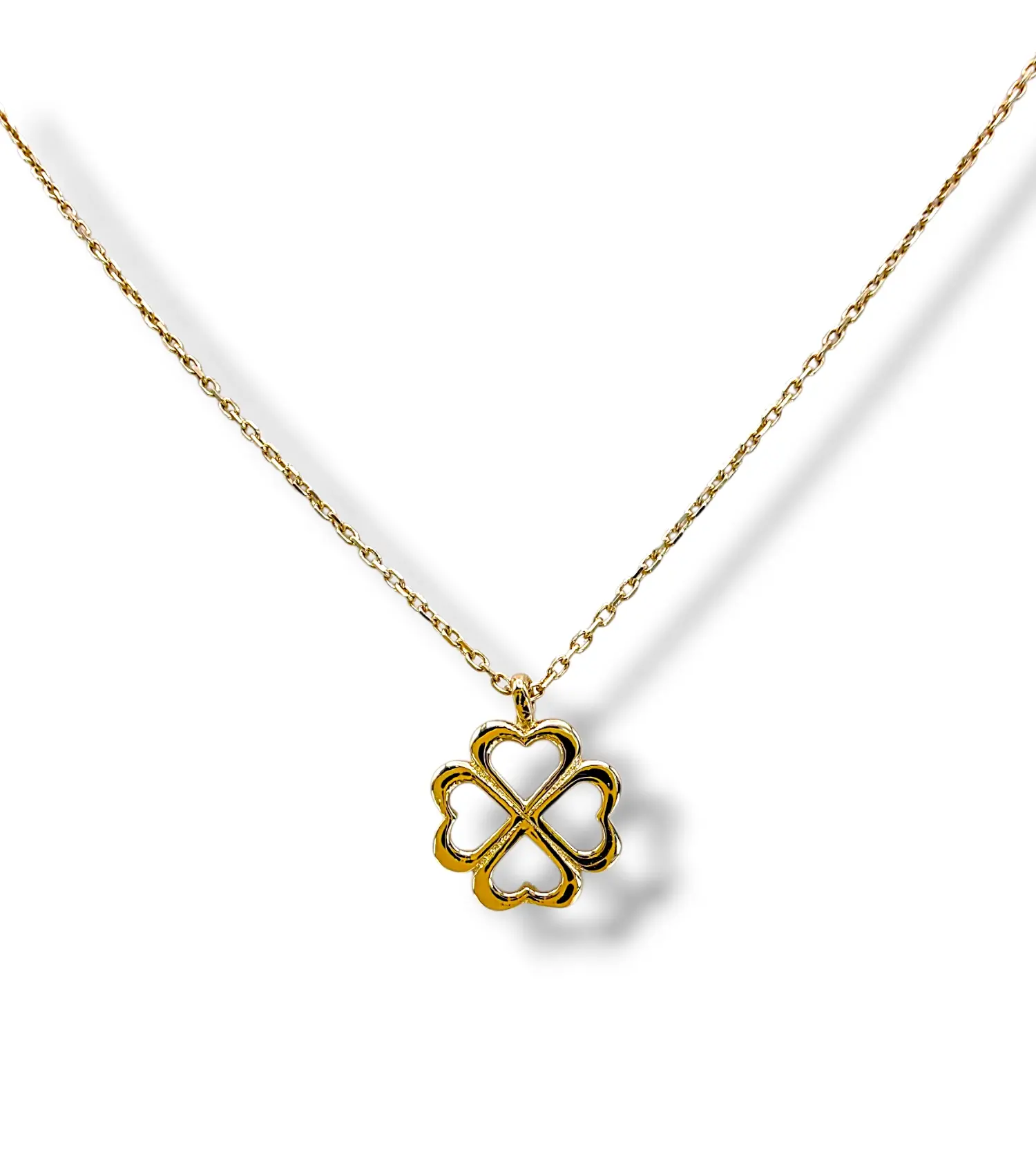Тънко златно колие с детелина в ажурен дизайн 14K RG12011