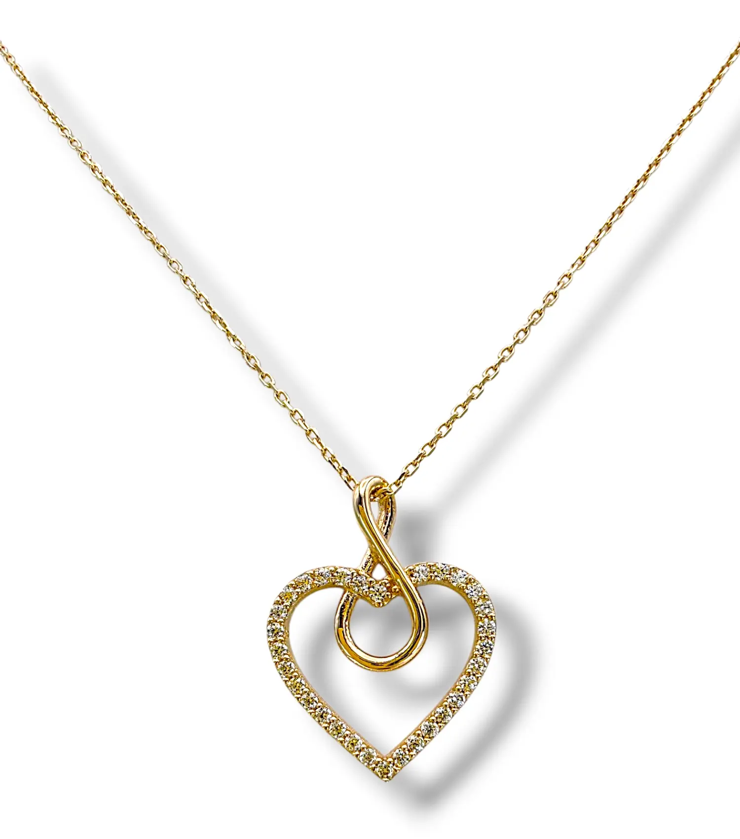 Тънко златно колие със сърце и безкрайност 14K RG12012