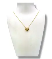 Тънко златно колие със сърце и централен камък 14K RG12013