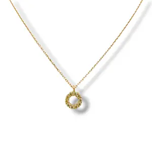 Фино дамско златно колие с кръгла висулка от циркони 14K RG13176