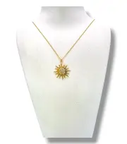 Тънко златно колие със слънце и циркони 14K RG12015