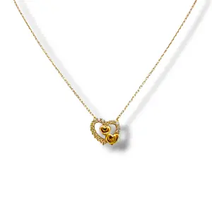 Нежно дамско колие от злато с две сърца 14K RG13178