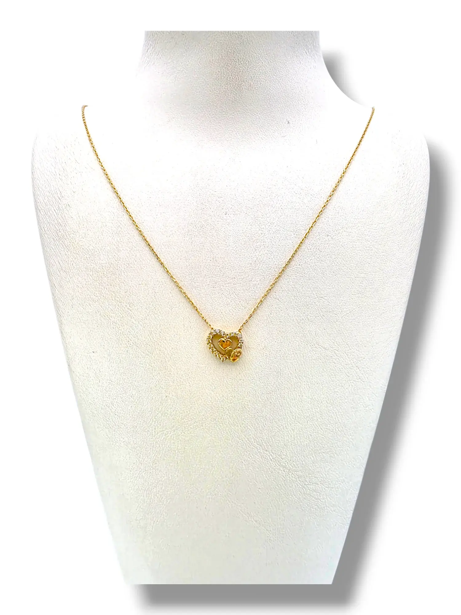 Нежно дамско колие от злато с две сърца 14K RG13178
