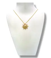 Тънко златно колие със слънце и блясък 14K RG12016