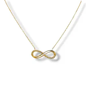 Изящно златно колие с безкрайност и циркони 14K RG13179