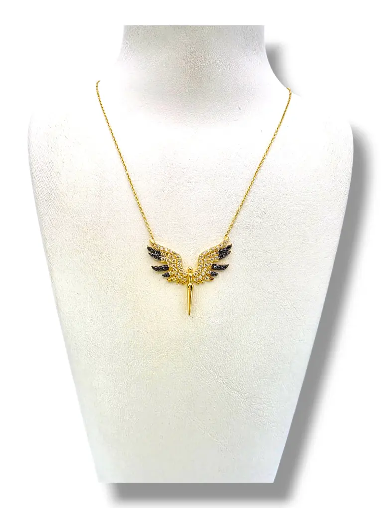 Ефектно дамско златно колие Феникс с ангелски крила 14K RG13180